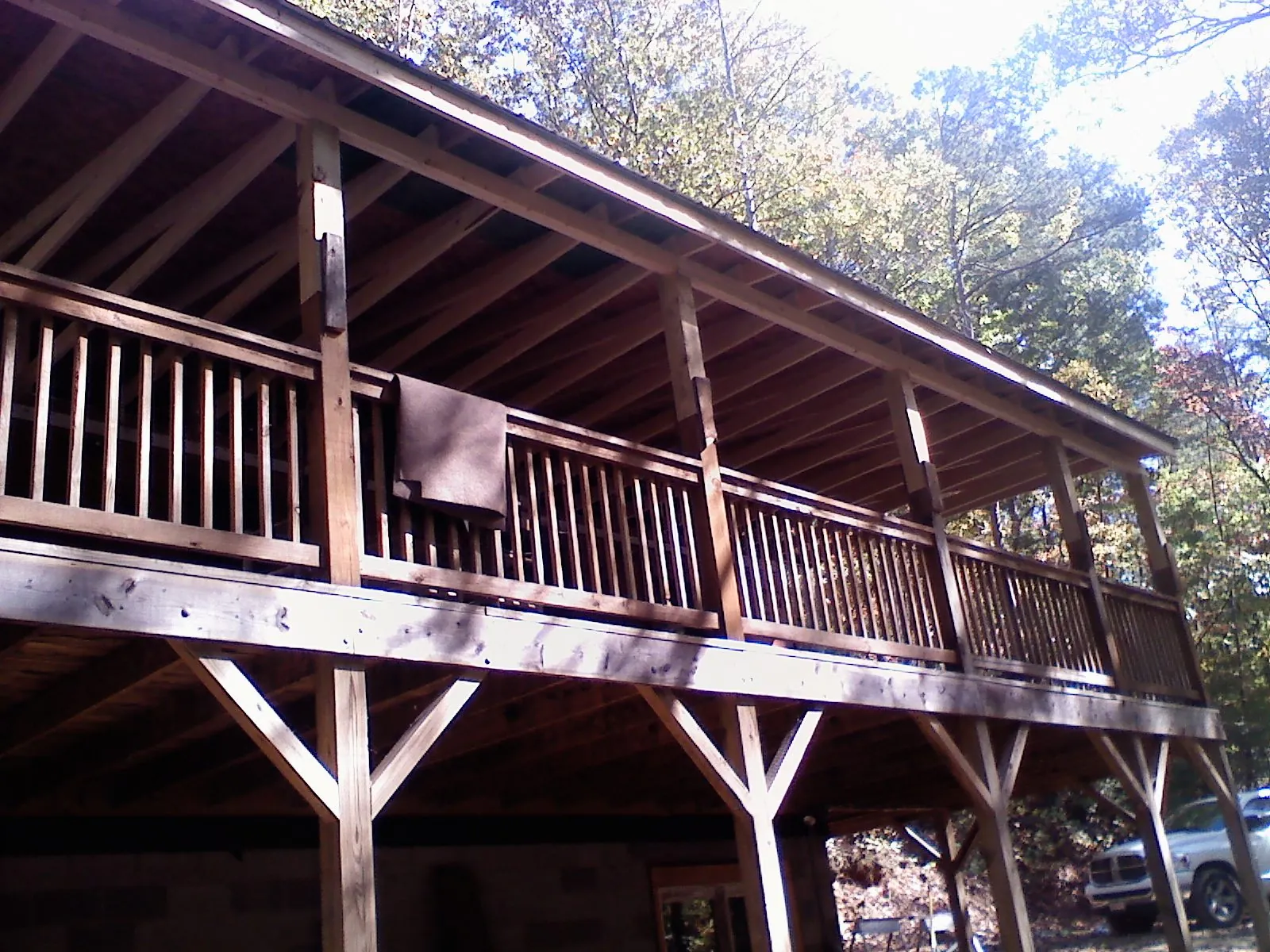 Timber framing under a new elevated porch and deck — Roof Leak Repair in Piermont by Roofing Brothers